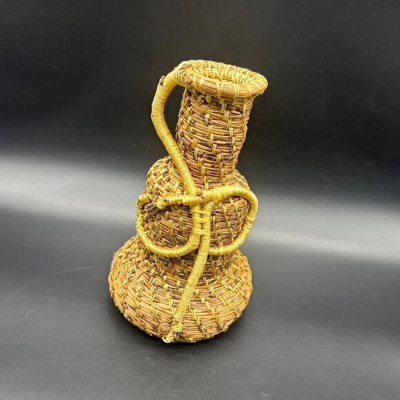 Handmade Other - Handwoven Pine Needle Grass Basket Vase Decorative Rustic Boho Home Decor